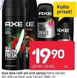 Rusta Axe deo roll-on och spray erbjuda