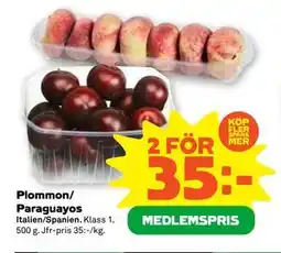 Stora Coop Plommon/ Paraguayos, Medlemspris erbjuda