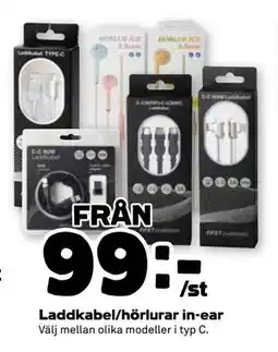 Stora Coop Laddkabel/hörlurar in-ear erbjuda