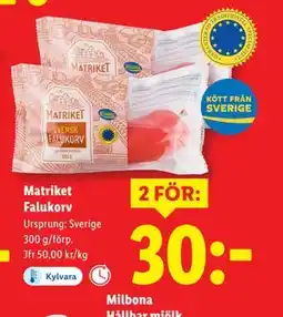 Lidl Matriket Falukorv, SEK 30 erbjuda