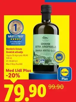 Lidl Renieris Estate Grekisk olivolja, Pris i appen erbjuda