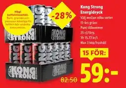 Lidl Kong Strong Energidryck, SEK 59 erbjuda