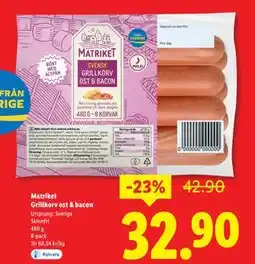 Lidl Matriket Grillkorv ost & bacon, SEK 32.9 erbjuda