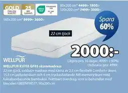 JYSK WELLPUR KVITA GF85 skummadrass, SEK 2000 erbjuda