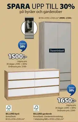 JYSK BILLUND garderob erbjuda