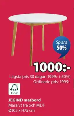 JYSK JEGIND matbord, SEK 1000 erbjuda