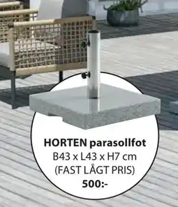 JYSK HORTEN parasollfot, SEK 500 erbjuda