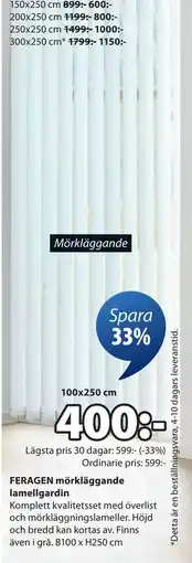 JYSK FERAGEN mörkläggande lamellgardin erbjuda