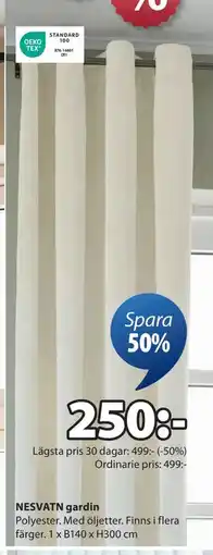 JYSK NESVATN gardin, SEK 250 erbjuda