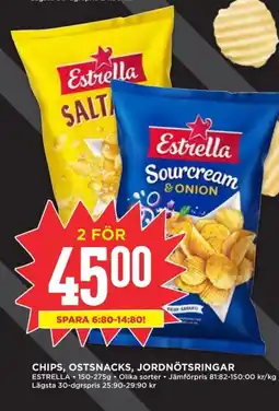 Willys CHIPS, OSTSNACKS, JORDNÖTSRINGAR erbjuda