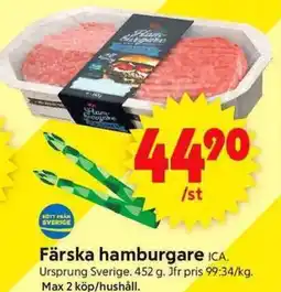 ICA Supermarket Färska hamburgare ICA. erbjuda