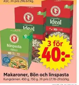 ICA Supermarket Makaroner, Bön och linspasta erbjuda