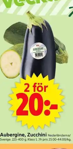 ICA Supermarket Aubergine, Zucchini Nederländerna/ erbjuda