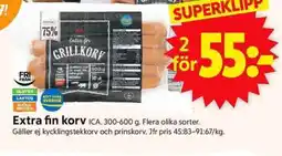 ICA Supermarket Extra fin korv erbjuda