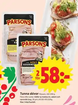 ICA Nära Tunna skivor Pärsons. erbjuda