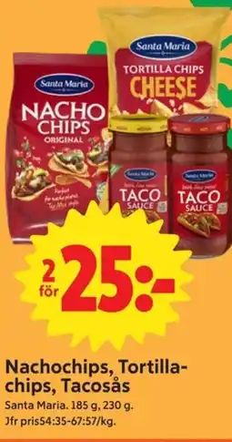 ICA Nära Nachochips, Tortilla- chips, Tacosås erbjuda