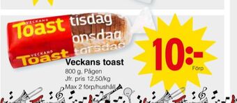 Matöppet Veckans Toast Toastbröd erbjuda