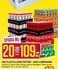 ÖoB Hel platta läsk/vatten - max 3 köp/kund erbjuda