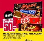 ÖoB MARS, SNICKERS, TWIX, KITKAT, LION erbjuda