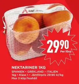 Willys NEKTARINER 1KG, SEK 29.9 erbjuda