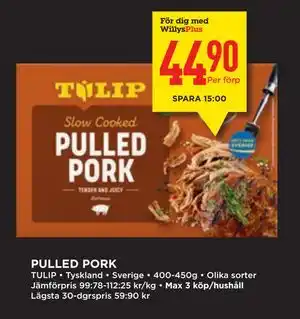 Willys PULLED PORK, Medlemspris erbjuda