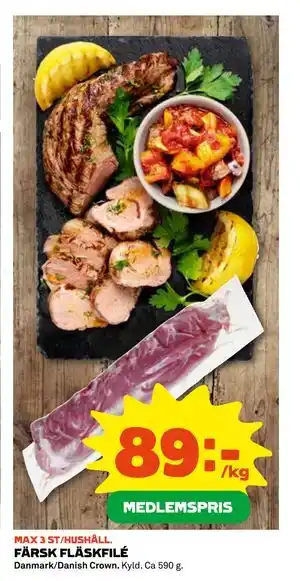 Coop Daglivs FÄRSK FLÄSKFILÉ, Medlemspris erbjuda