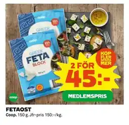 Coop Daglivs FETAOST, Medlemspris erbjuda