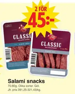 Matöppet Salami snacks, SEK 45 erbjuda