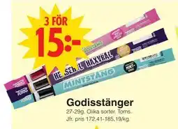 Matöppet Godisstänger, SEK 15 erbjuda