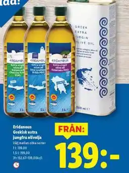 Lidl ERIDANOUS Grekisk extra jungfru olivolja erbjuda