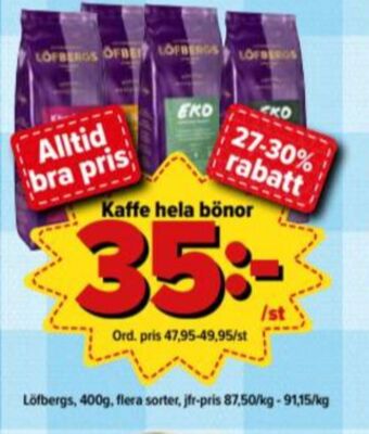 Östenssons Löfbergs Lila Kaffebönor erbjuda