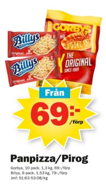 Pekås Billys Pizza erbjuda
