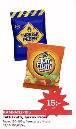 Hemköp FAZER Tutti frutti, tyrkisk peber erbjuda