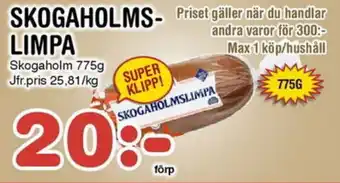 Nya Pulsen Skogaholmslimpa erbjuda