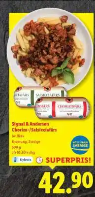 Lidl Signal & Anderson Chorizo-/Salsicciafärs erbjuda