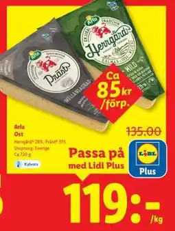 Lidl Arla ost erbjuda