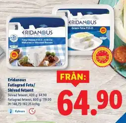 Lidl Eridanous Fatlagrad Feta/Skivad fetaost erbjuda