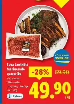 Lidl Svea Lantkött Marinerade spareribs erbjuda