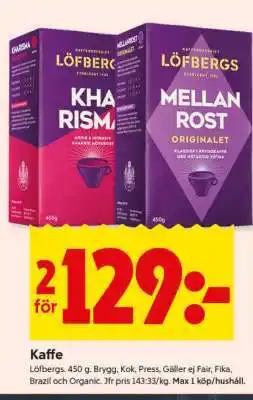 ICA Supermarket Löfbergs kaffe erbjuda