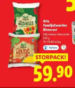 Lidl Arla Familjefavoriter riven ost erbjuda