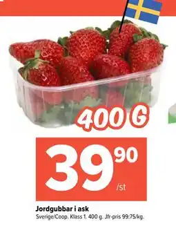 Coop Extra Jordgubbar i ask, SEK 39.9 erbjuda