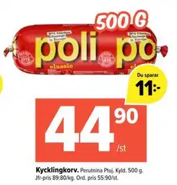 Coop Extra Kycklingkorv, SEK 44.9 erbjuda