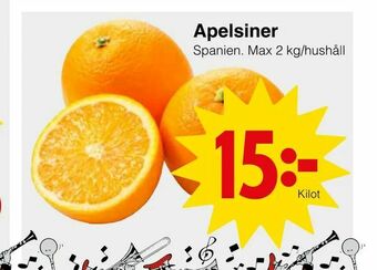 Matöppet Apelsiner erbjuda
