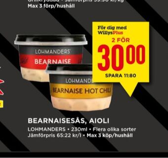 Willys Lohmanders Aioli erbjuda