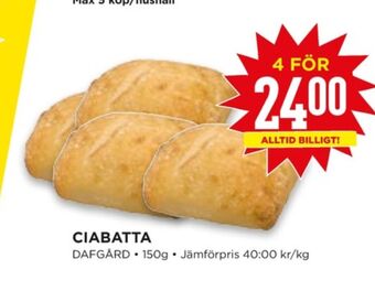 Willys Dafgårds Butiksbakat matbröd erbjuda