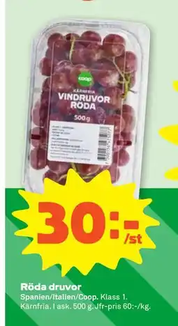 Stora Coop Röda druvor, SEK 30 erbjuda