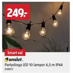 Jula Partyslinga LED 10 lampor 4,5 m IP44, SEK 249 erbjuda