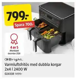 Jula Varmluftsfritös med dubbla korgar 2x4 l 2400 W, SEK 799 erbjuda