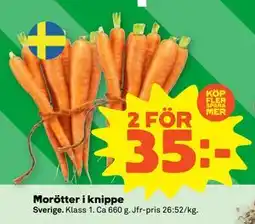 Stora Coop Morötter i knippe, SEK 35 erbjuda