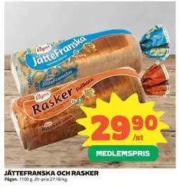 Coop JÄTTEFRANSKA OCH RASKER, Medlemspris erbjuda